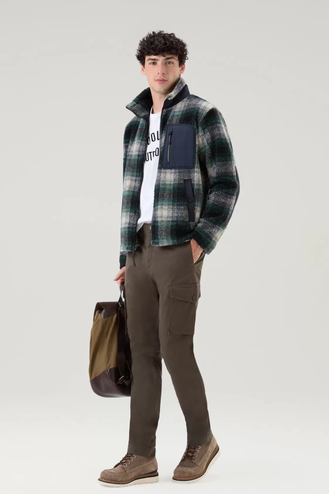 Trousers & Shorts>woolrich Garment-Dyed Cargo Pants In Stretch Cotton Twill Dark Green