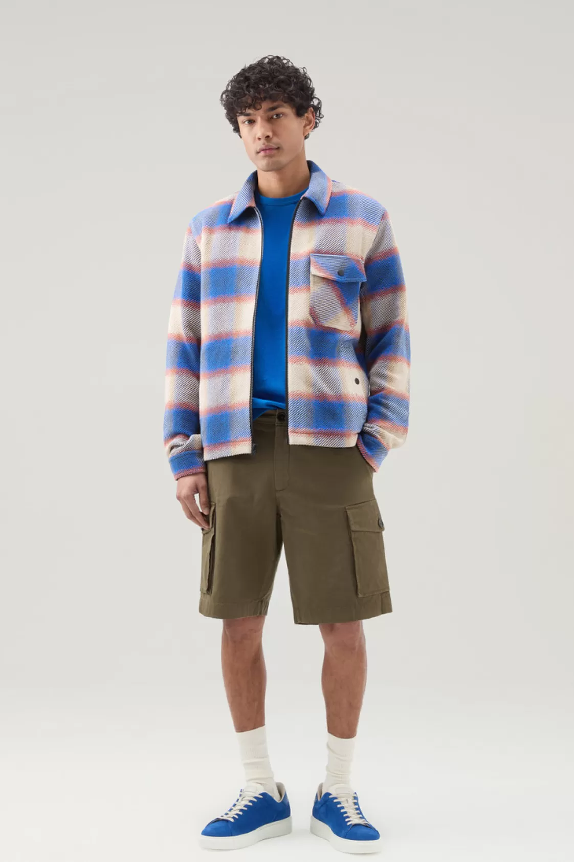 Trousers & Shorts>woolrich Garment-Dyed Cargo Shorts In Stretch Cotton Lake Olive