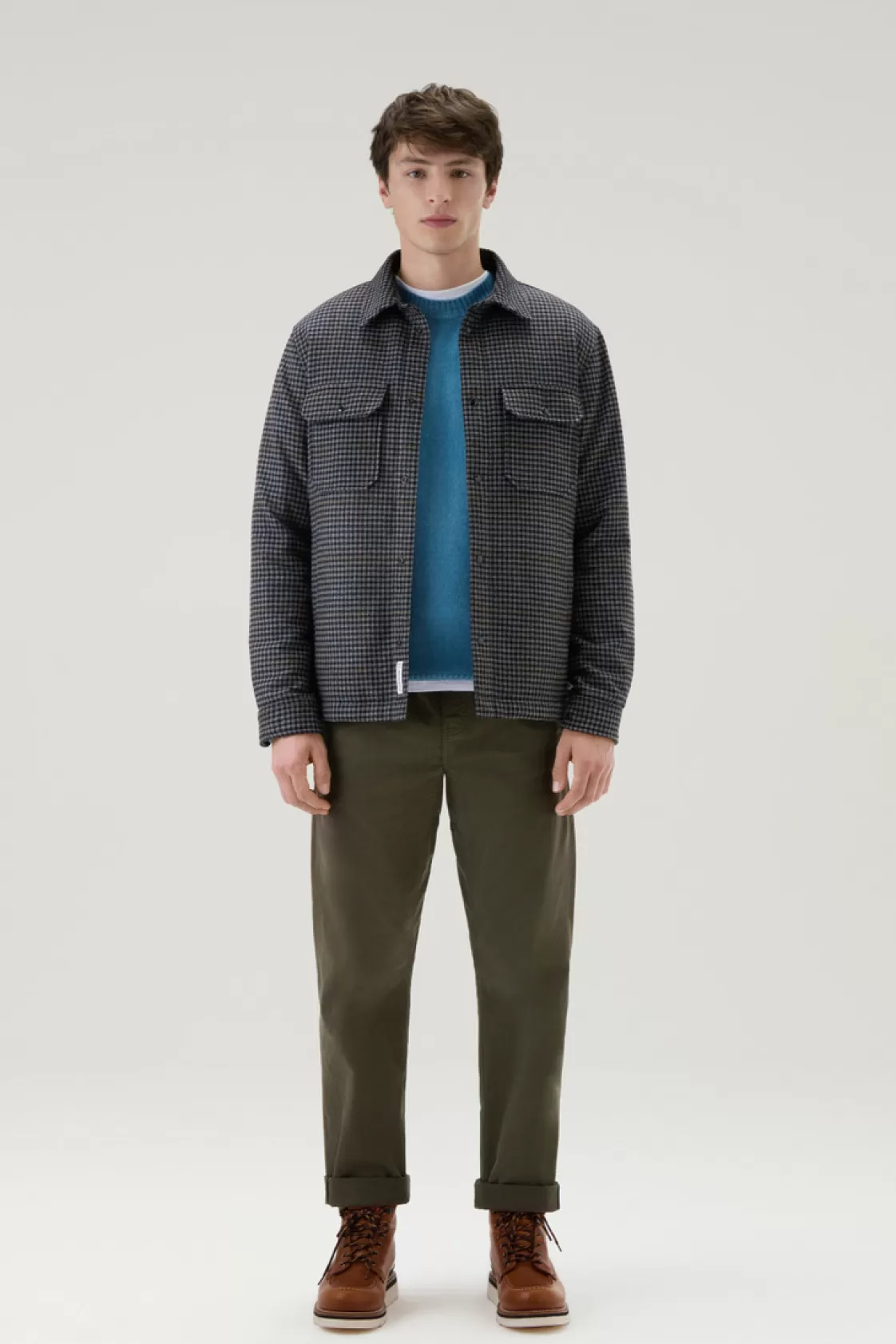 Trousers & Shorts>woolrich Garment-Dyed Chino Pants In Stretch Cotton Twill Dark Green