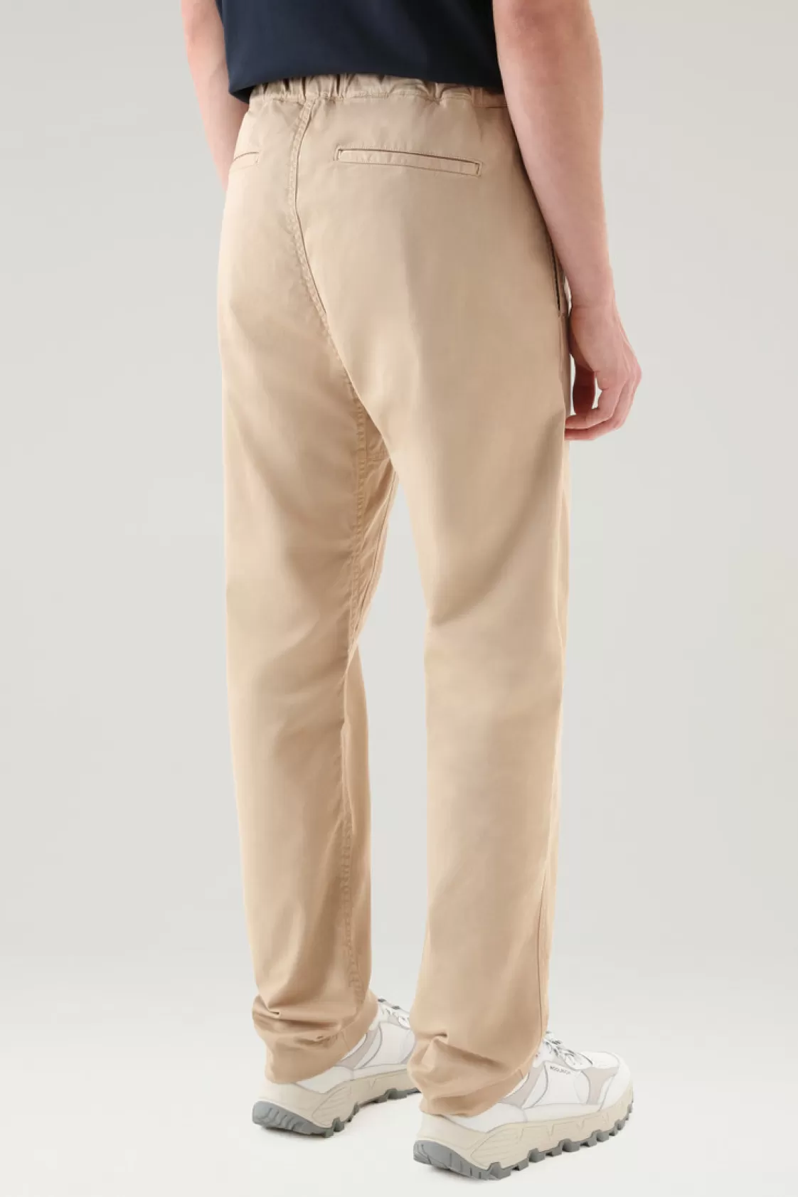 Trousers & Shorts>woolrich Garment-Dyed Chino Pants In Stretch Cotton With Nylon Belt Beach Sand