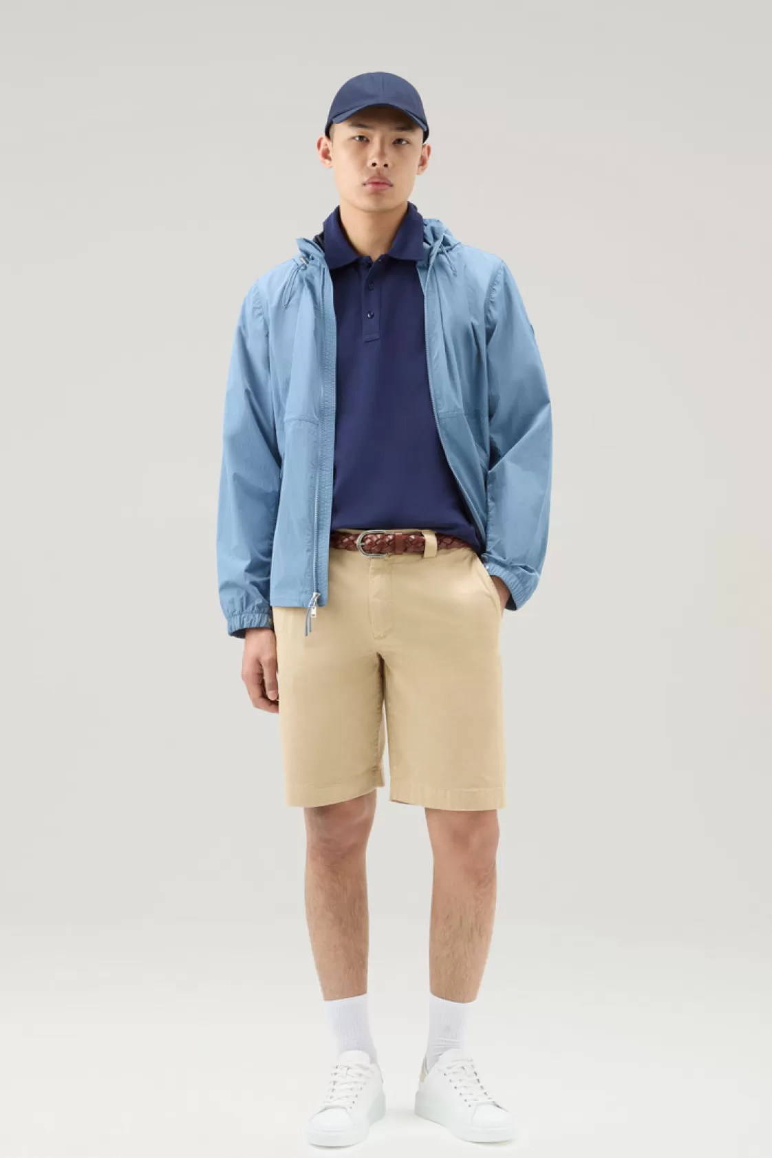 Trousers & Shorts>woolrich Garment-Dyed Chino Shorts In Stretch Cotton Beach Sand