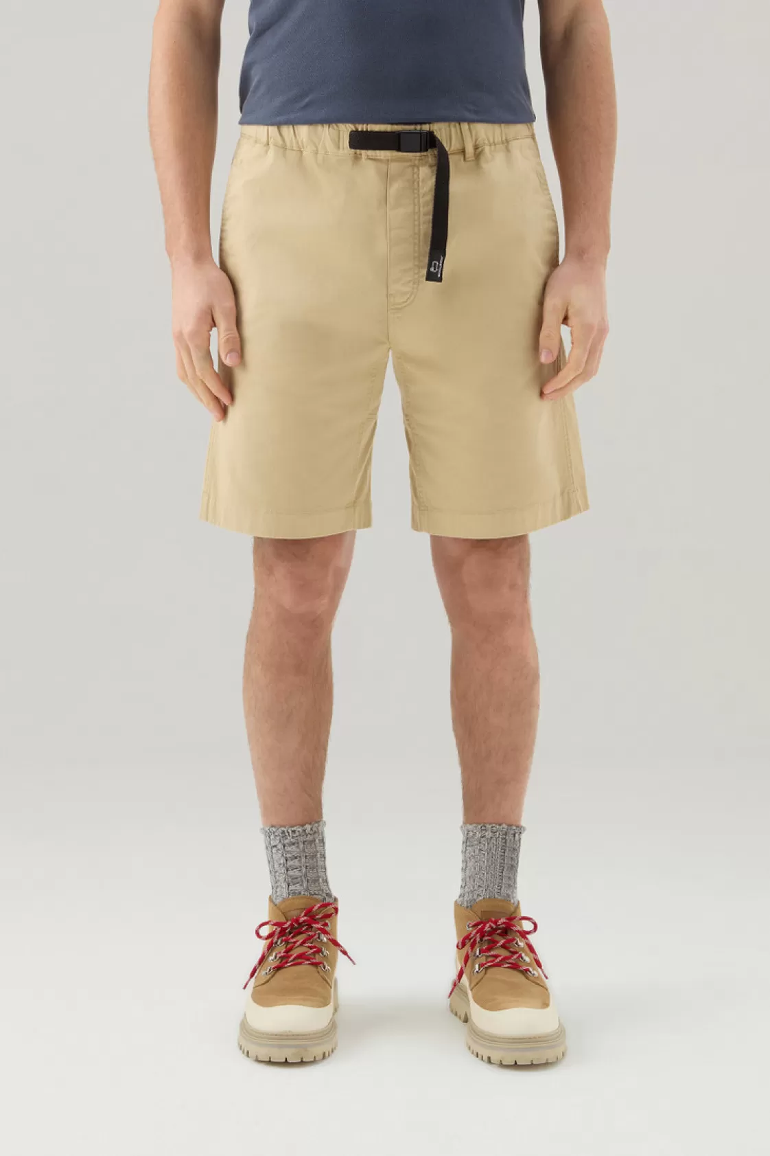 Trousers & Shorts>woolrich Garment-Dyed Chino Shorts In Stretch Cotton Beach Sand