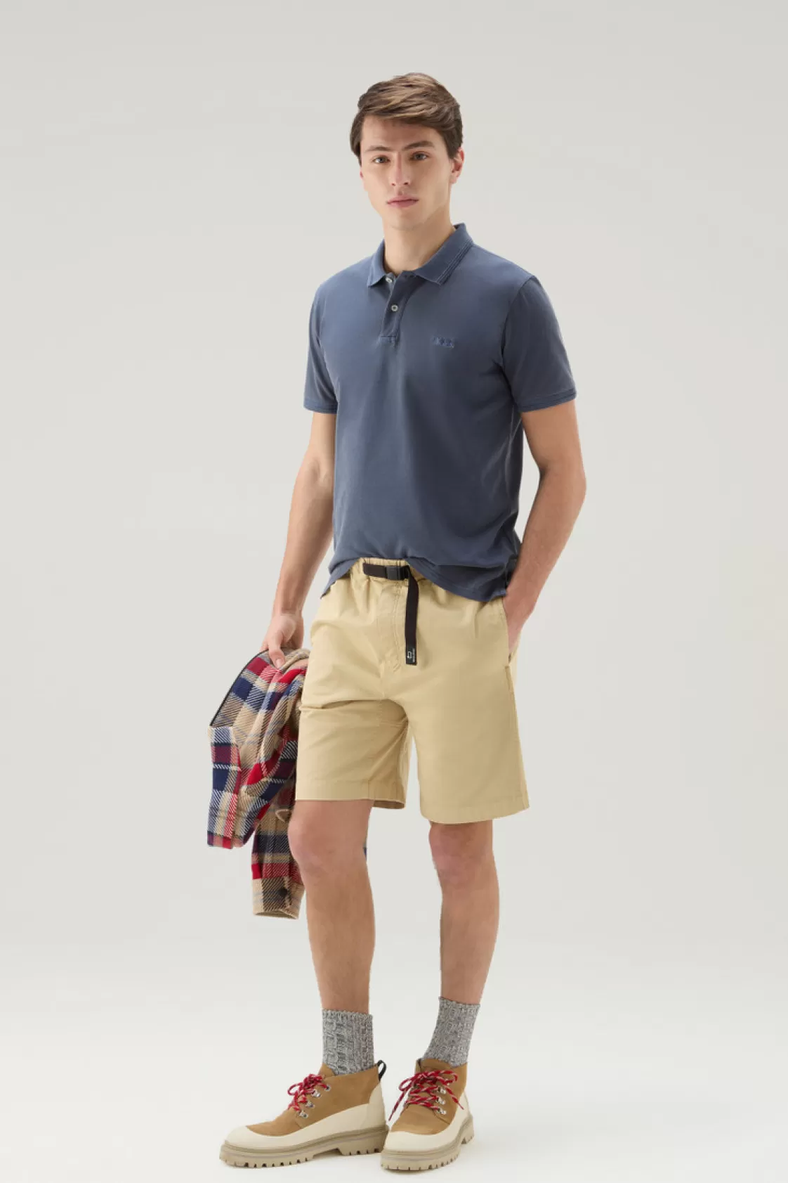 Trousers & Shorts>woolrich Garment-Dyed Chino Shorts In Stretch Cotton Beach Sand