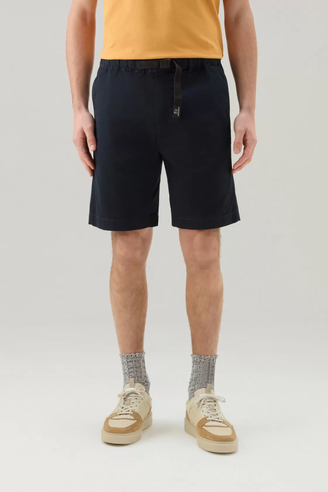 Trousers & Shorts>woolrich Garment-Dyed Chino Shorts In Stretch Cotton Melton Blue