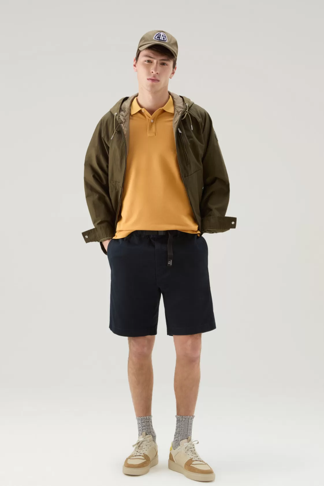 Trousers & Shorts>woolrich Garment-Dyed Chino Shorts In Stretch Cotton Melton Blue