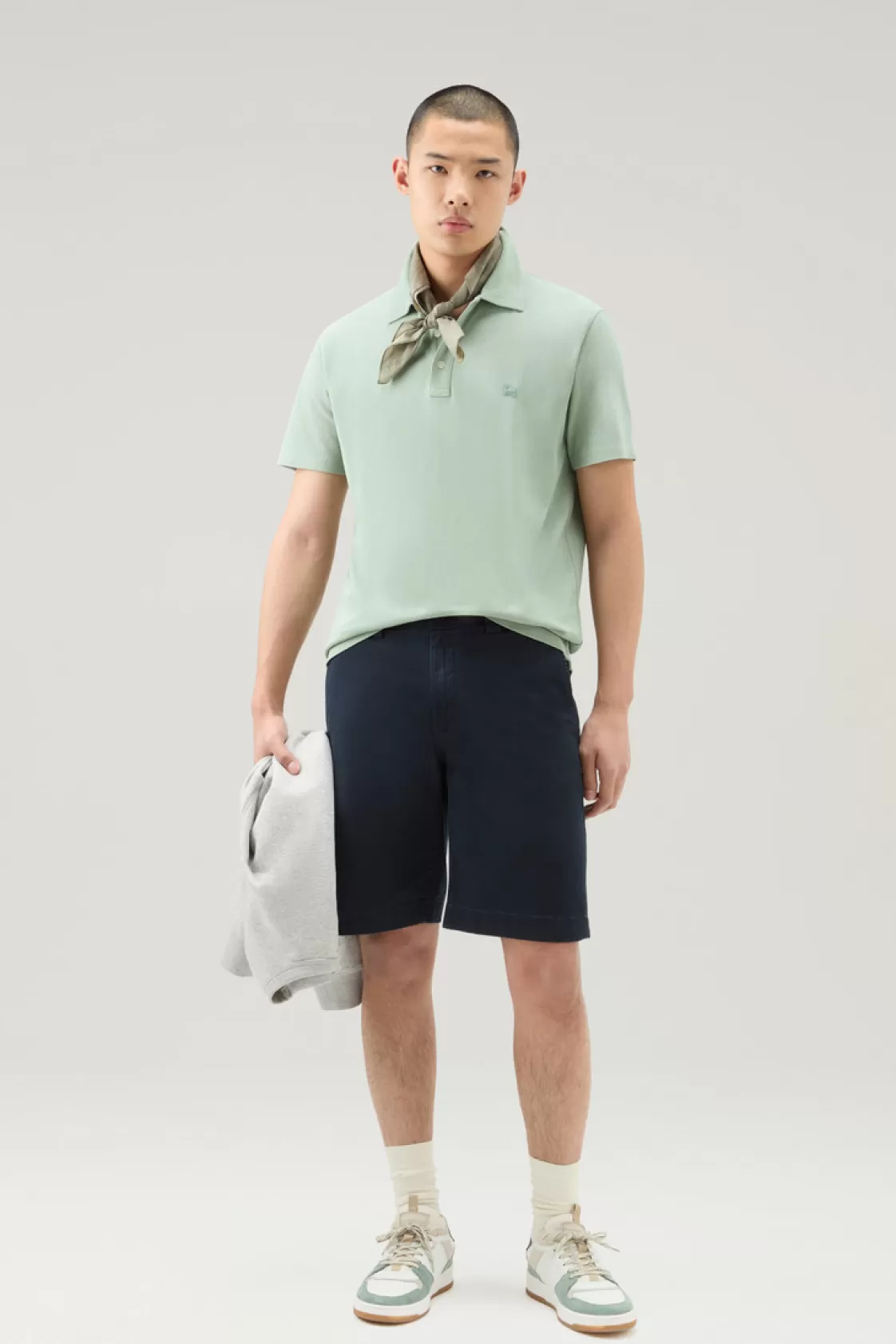 Trousers & Shorts>woolrich Garment-Dyed Chino Shorts In Stretch Cotton Melton Blue