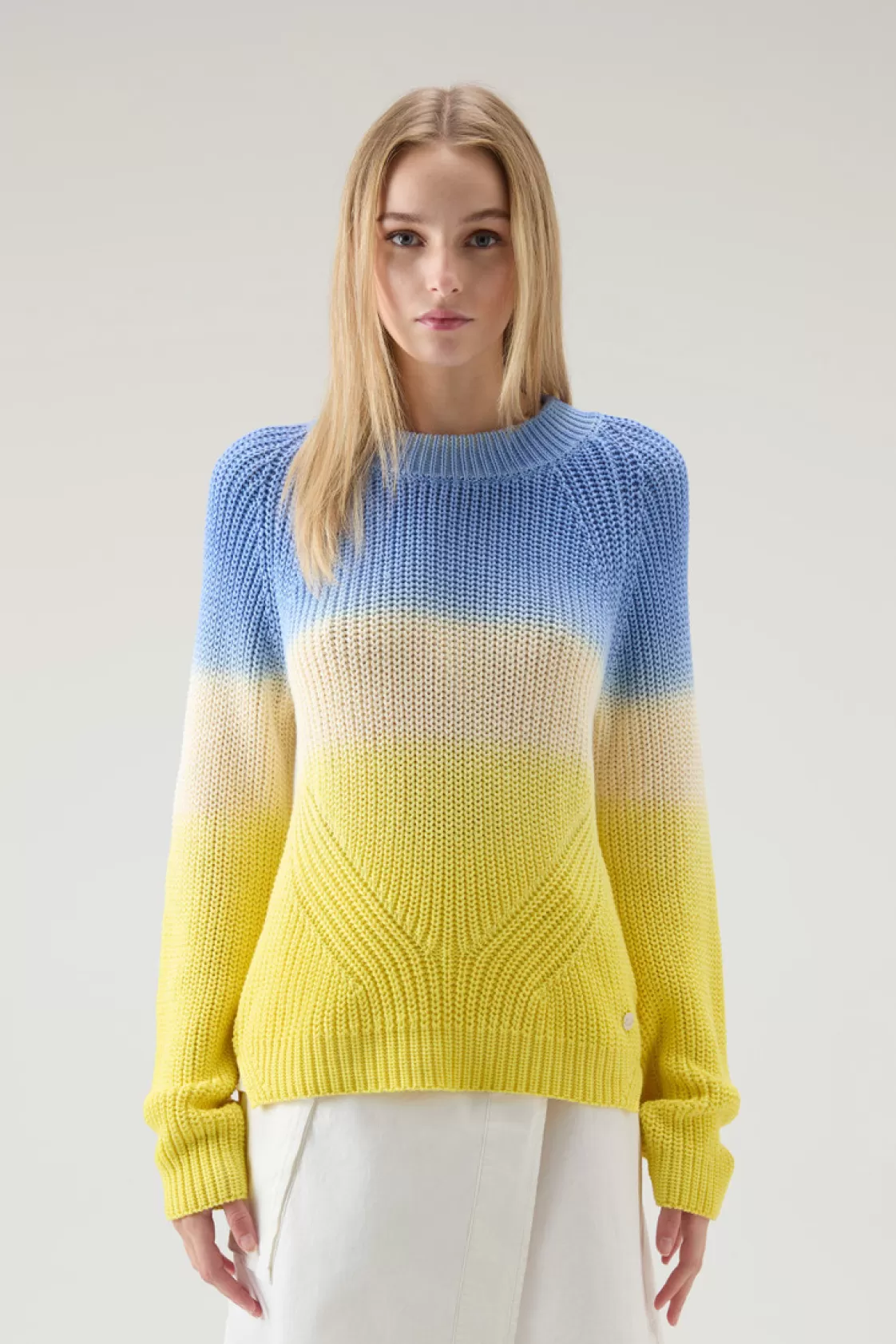 Sweaters>woolrich Garment-Dyed Crewneck Sweater In Pure Cotton Sea Breeze