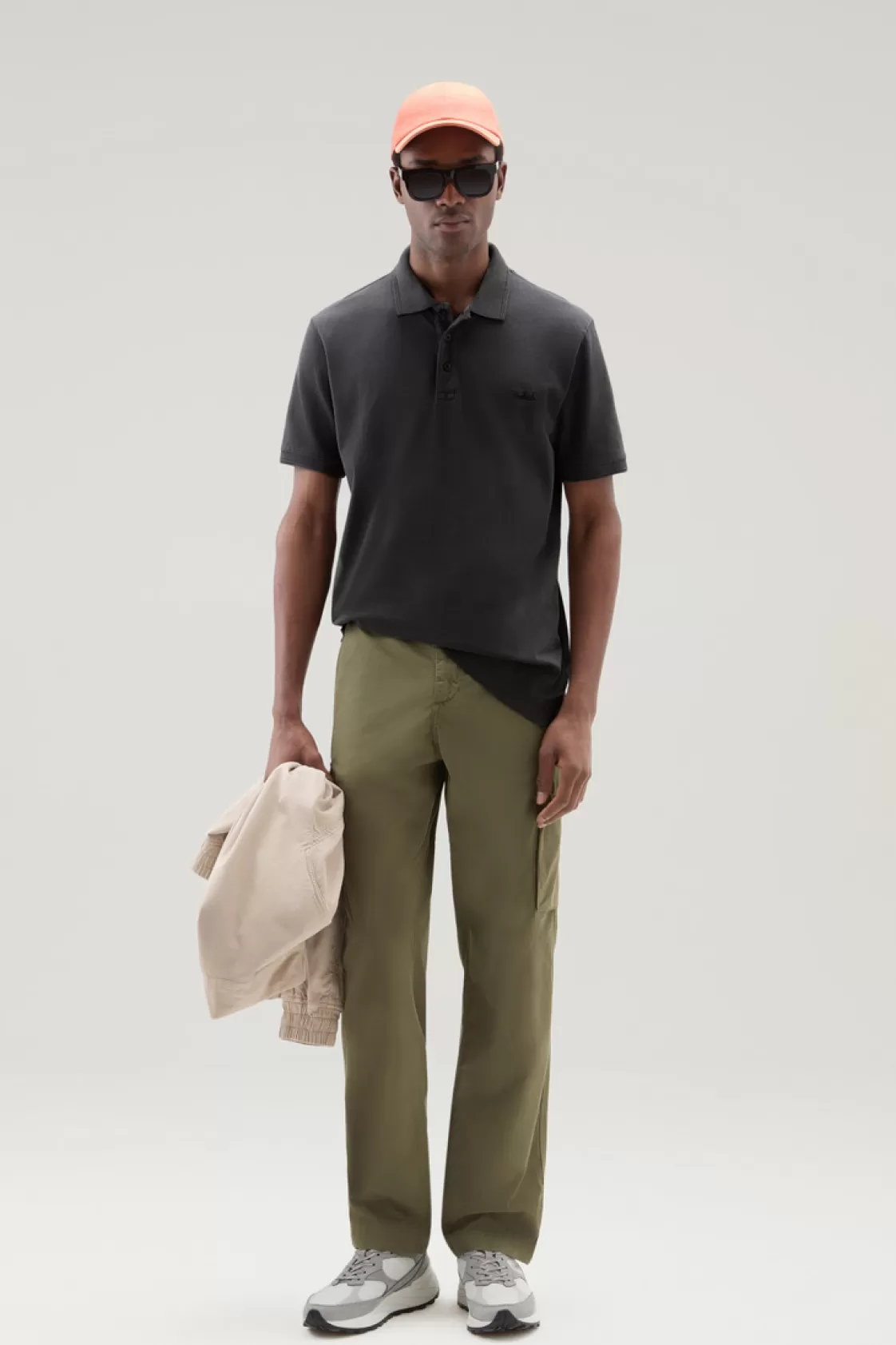 Polos>woolrich Garment-Dyed Mackinack Polo In Stretch Cotton Piquet Black