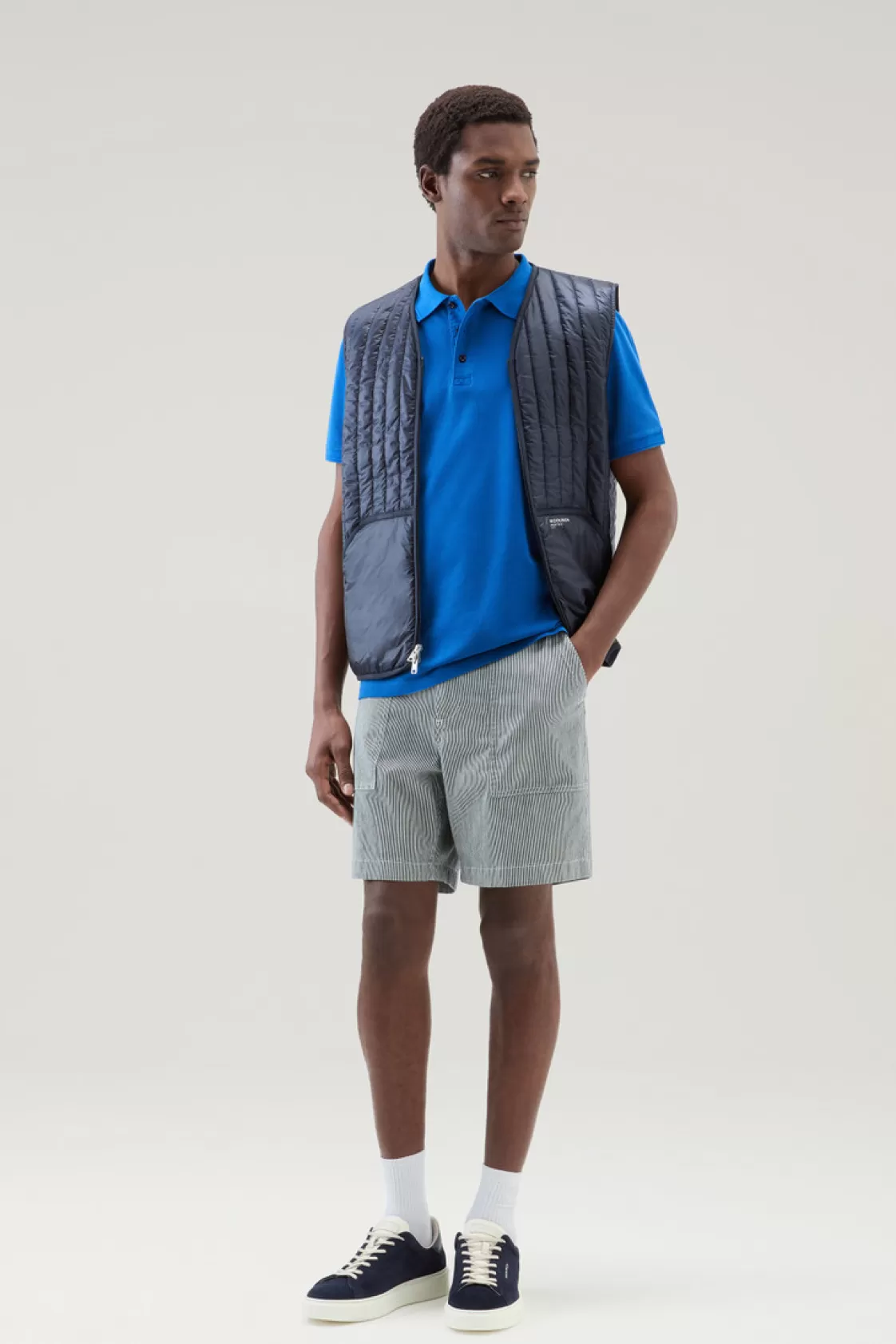 Polos>woolrich Garment-Dyed Mackinack Polo In Stretch Cotton Piquet Snorkel Blue