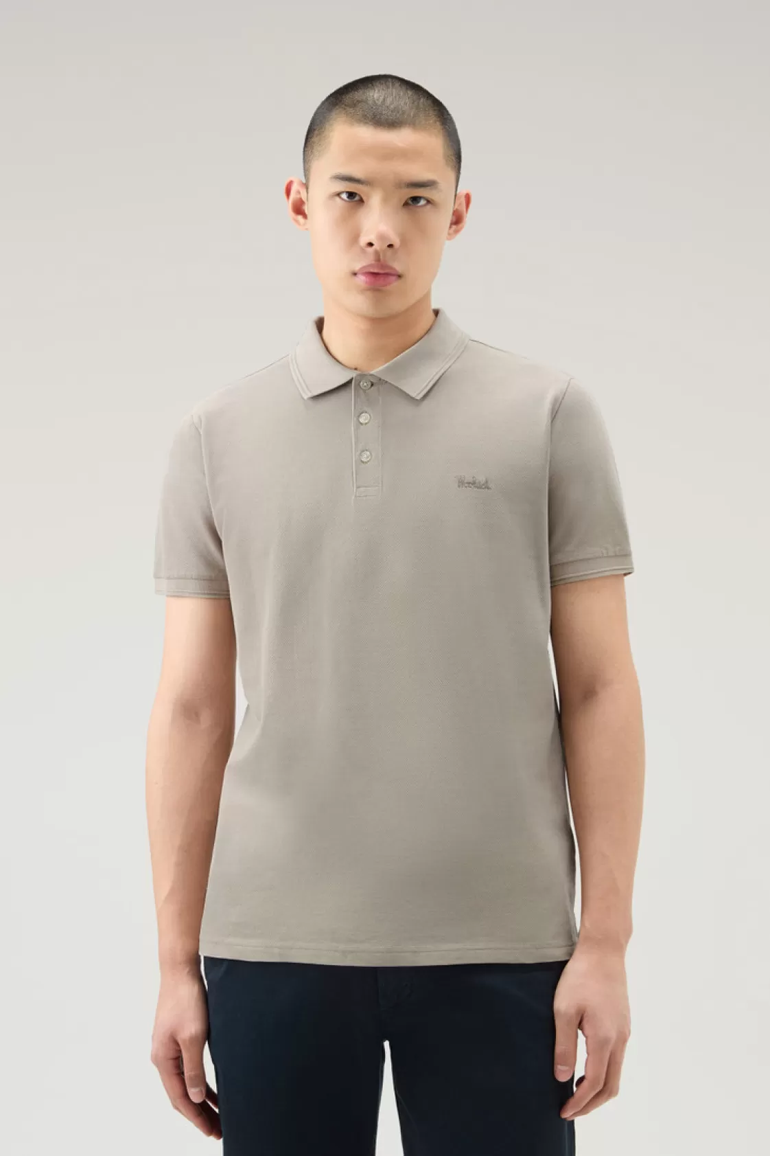 Polos>woolrich Garment-Dyed Mackinack Polo In Stretch Cotton Piquet Rope