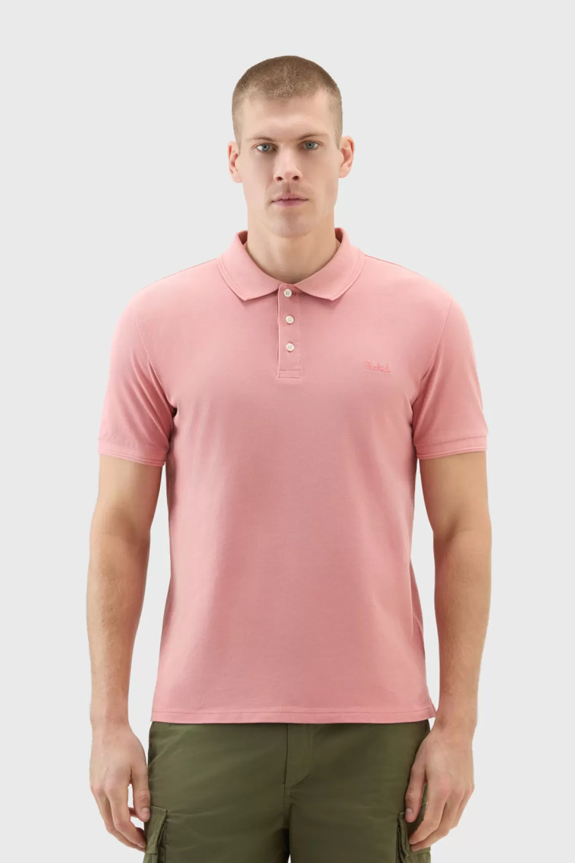 Polos>woolrich Garment-Dyed Mackinack Polo In Stretch Cotton Piquet Coral Sand