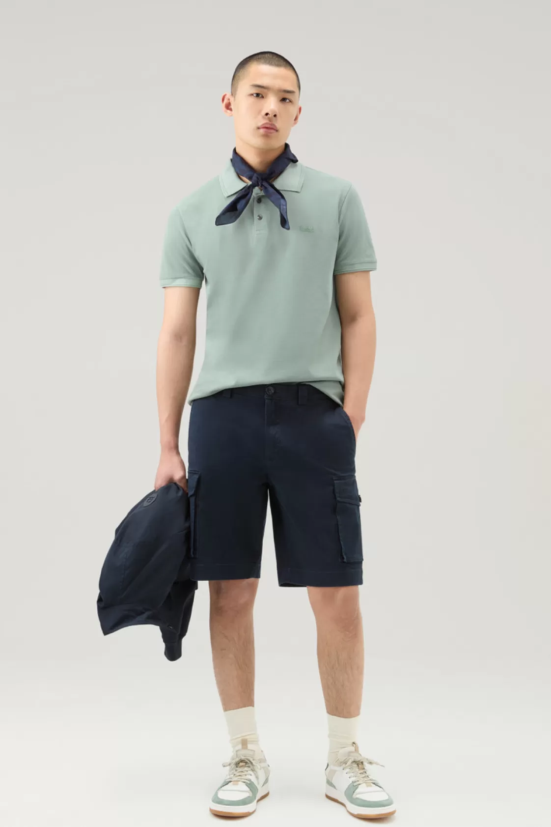 Polos>woolrich Garment-Dyed Mackinack Polo In Stretch Cotton Piquet Sage