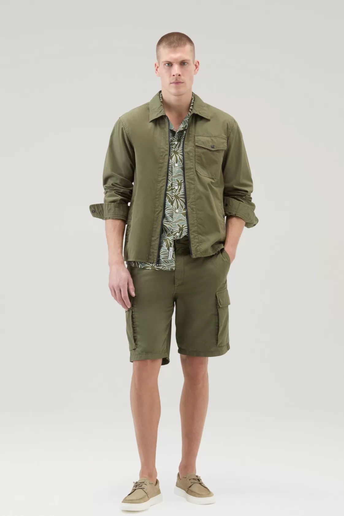 Overshirts & Shirt Jackets>woolrich Garment-Dyed Overshirt In Pure Cotton Lake Olive