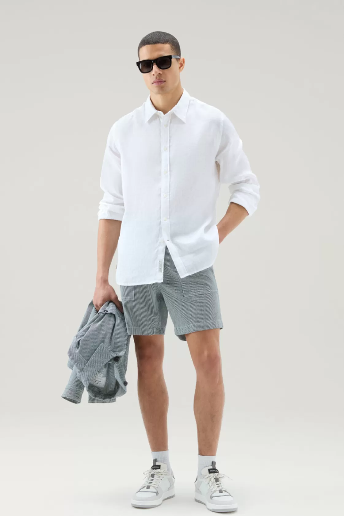 Flannels & Shirts>woolrich Garment-Dyed Pure Linen Shirt Bright White