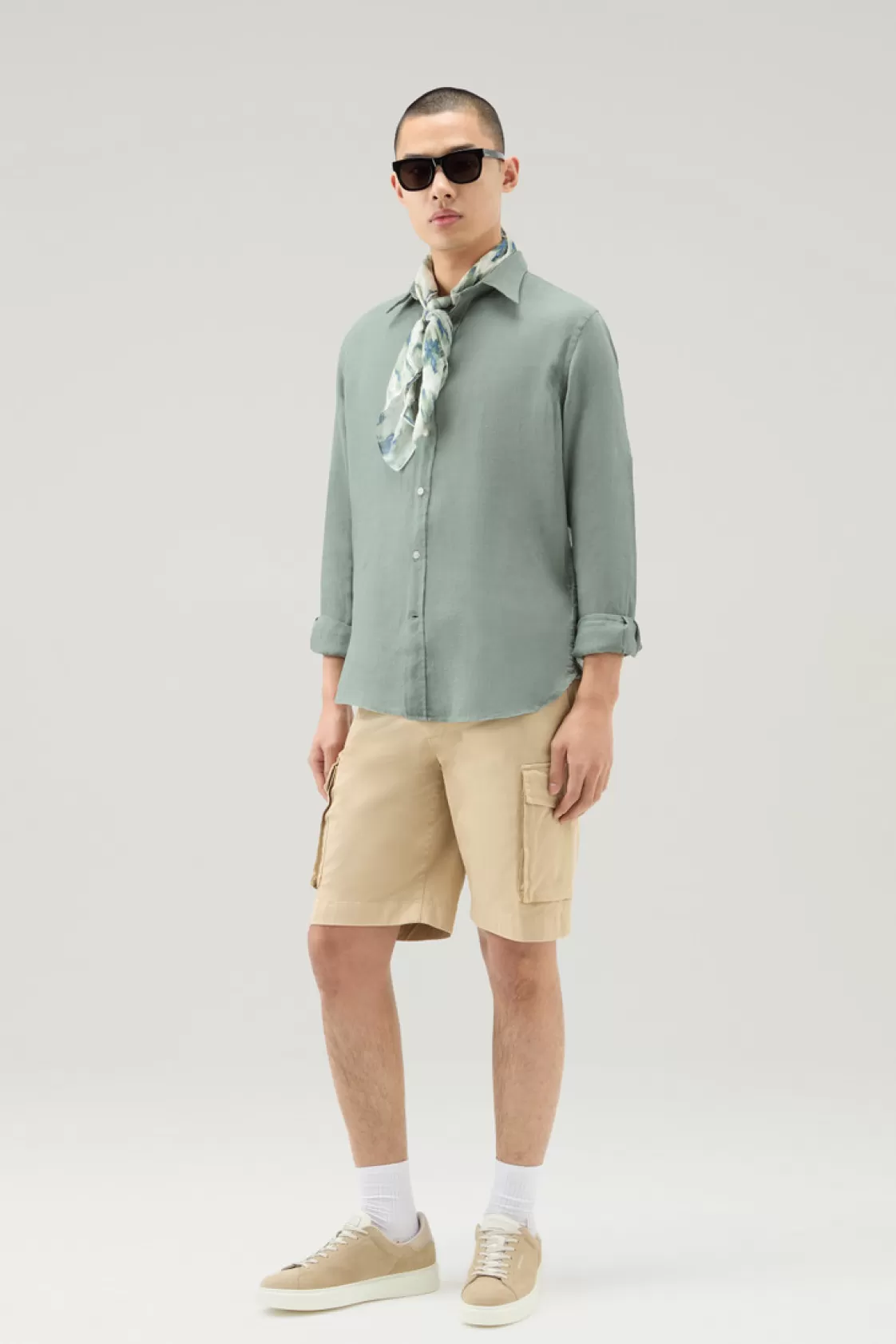 Flannels & Shirts>woolrich Garment-Dyed Pure Linen Shirt Sage