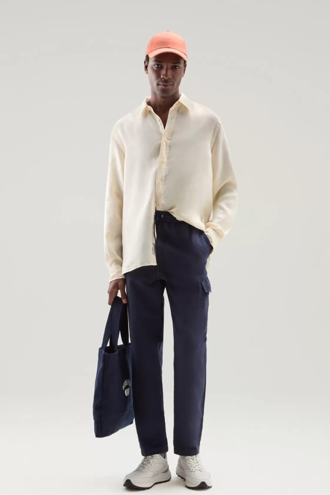 Flannels & Shirts>woolrich Garment-Dyed Pure Linen Shirt Milky Cream