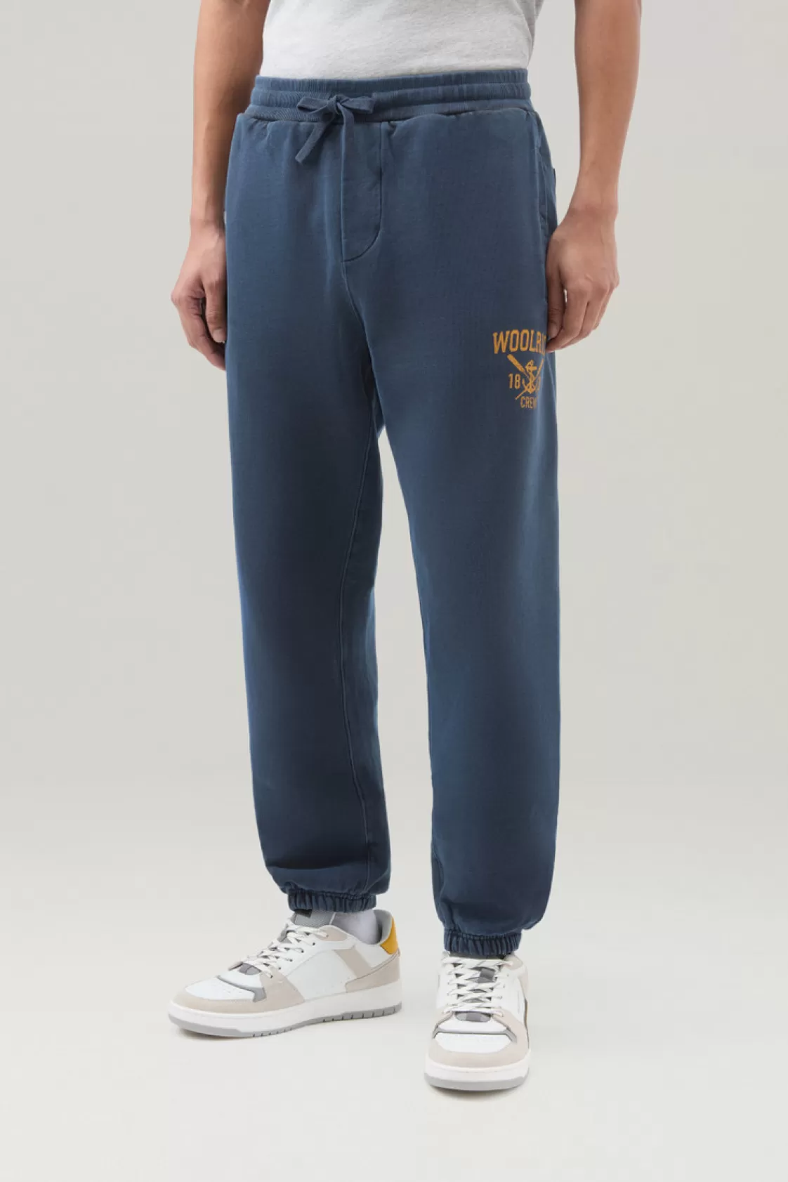 Trousers & Shorts>woolrich Garment-Dyed Sweatpants In Pure Brushed Cotton Melton Blue