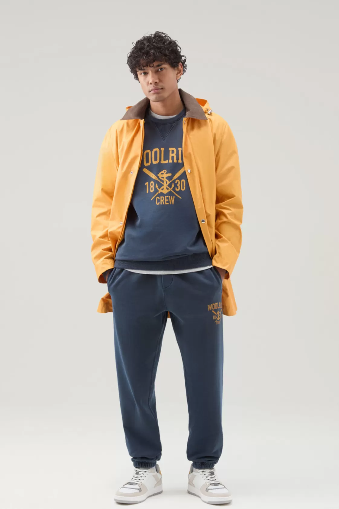 Trousers & Shorts>woolrich Garment-Dyed Sweatpants In Pure Brushed Cotton Melton Blue