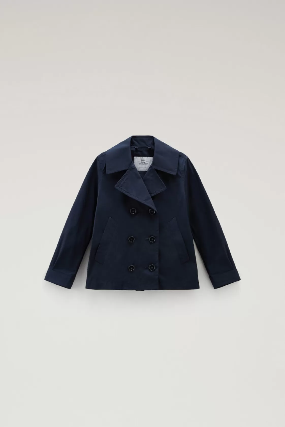 Jackets>woolrich Girls' Summer Peacoat In Urban Touch Melton Blue