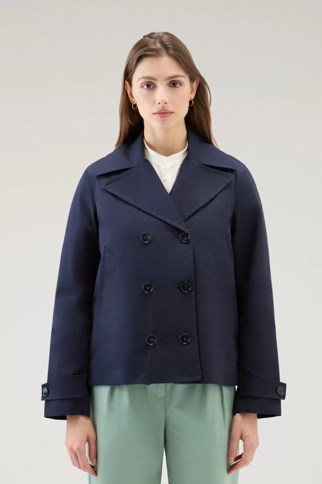 Jackets>woolrich Havice Peacoat In Best Cotton Melton Blue