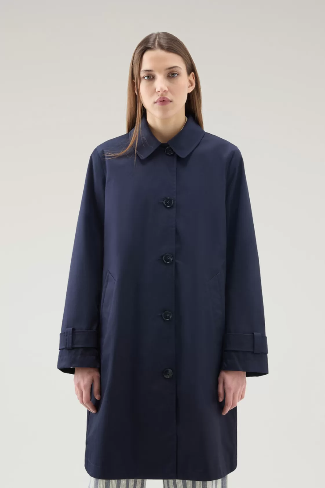 Coats>woolrich Havice Trench Coat In Best Cotton Melton Blue