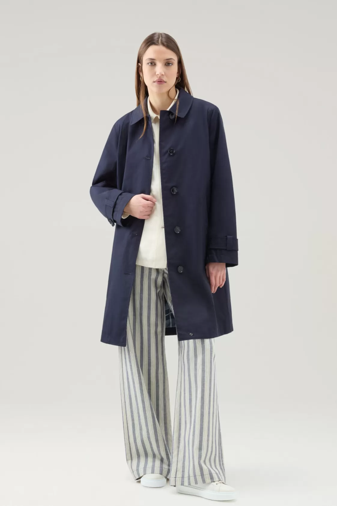 Coats>woolrich Havice Trench Coat In Best Cotton Melton Blue