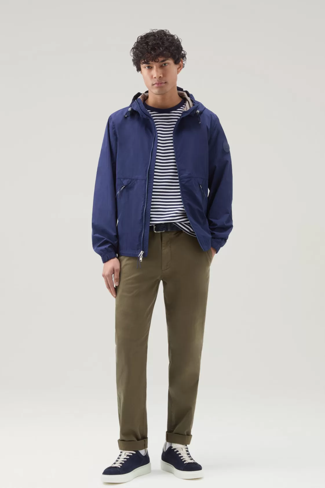 Jackets>woolrich Hooded Crinkle Nylon Windbreaker Maritime Blue