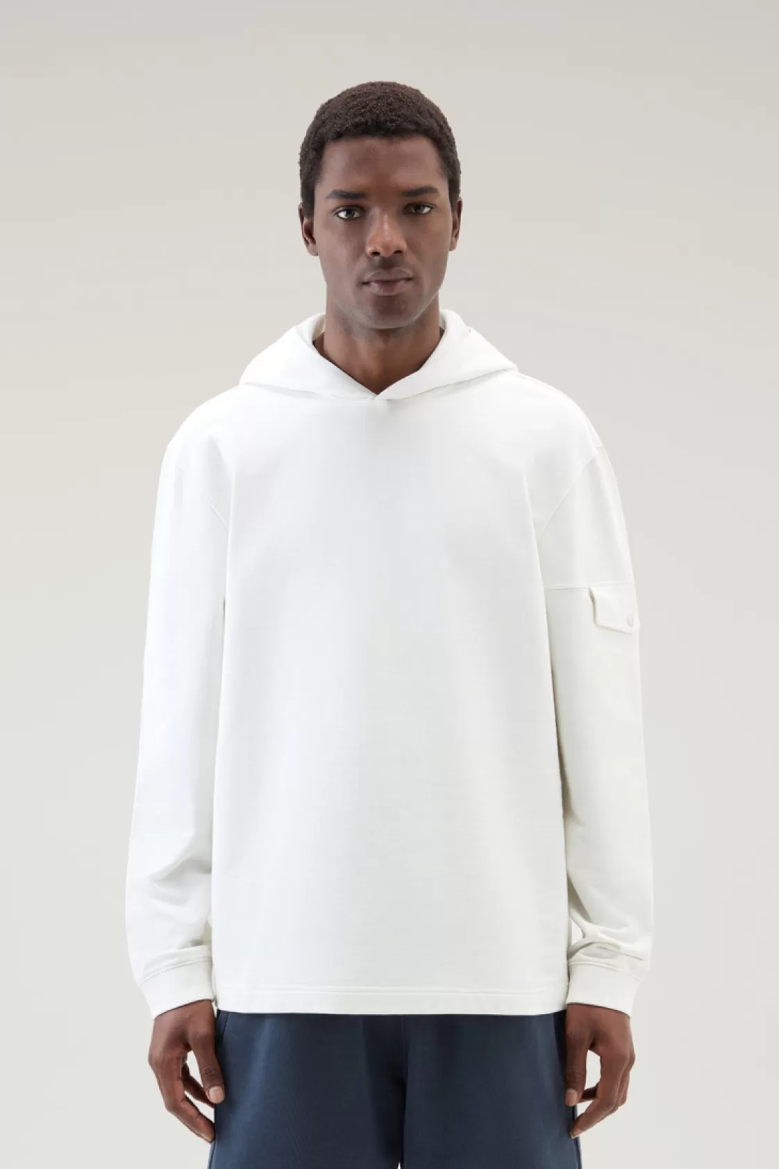 Sweatshirts>woolrich Hooded Pure Cotton Sweatshirt With Pocket Stone