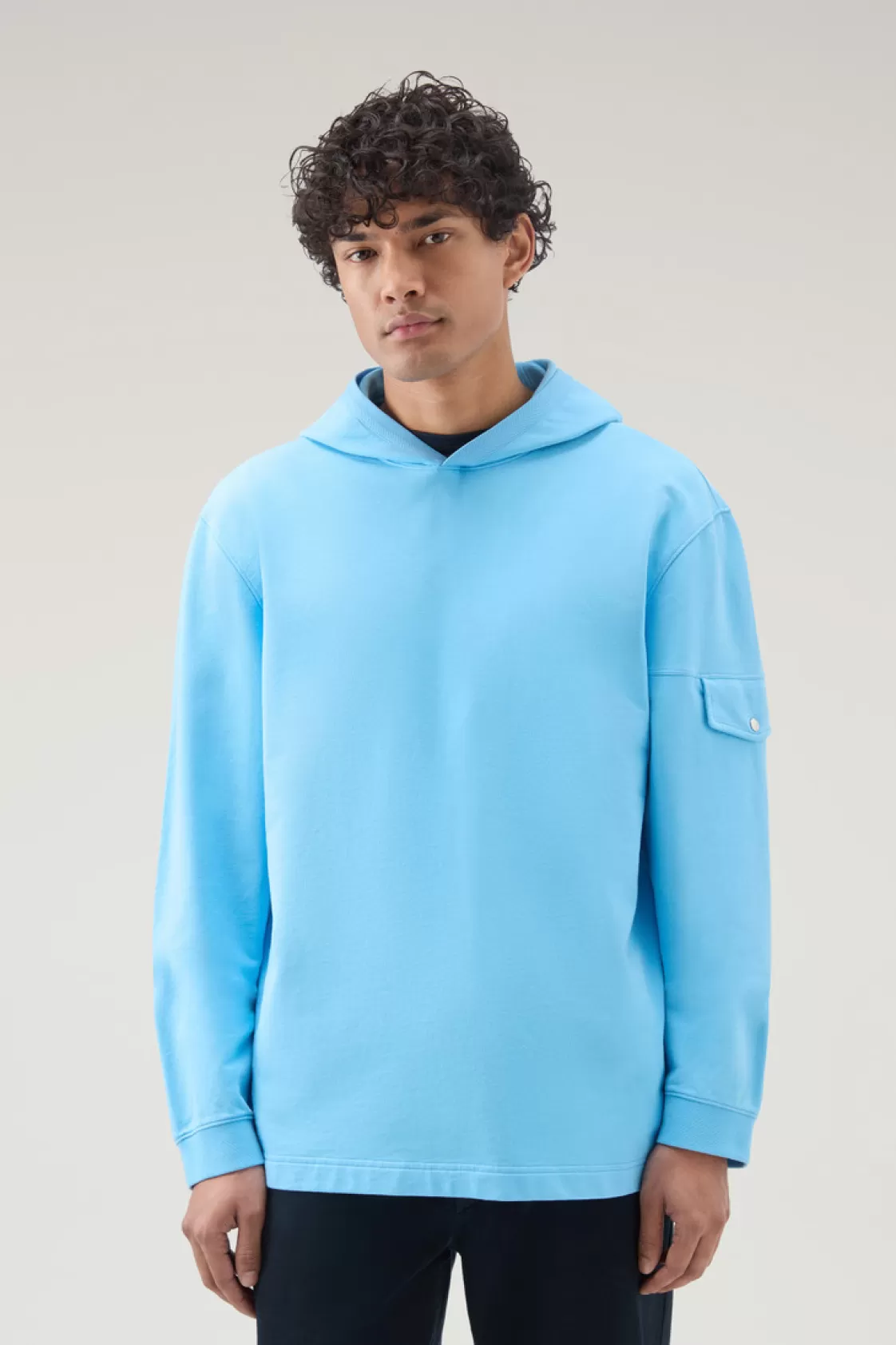 Sweatshirts>woolrich Hooded Pure Cotton Sweatshirt With Pocket Alaskan Blue