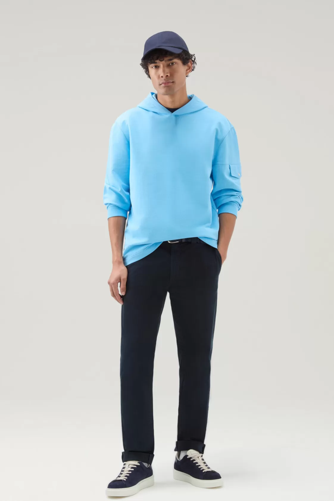 Sweatshirts>woolrich Hooded Pure Cotton Sweatshirt With Pocket Alaskan Blue