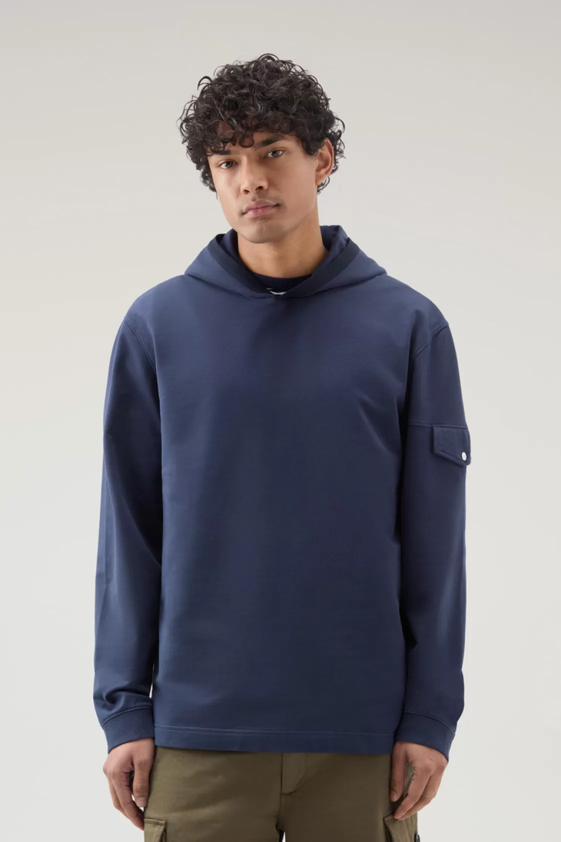 Sweatshirts>woolrich Hooded Pure Cotton Sweatshirt With Pocket Maritime Blue