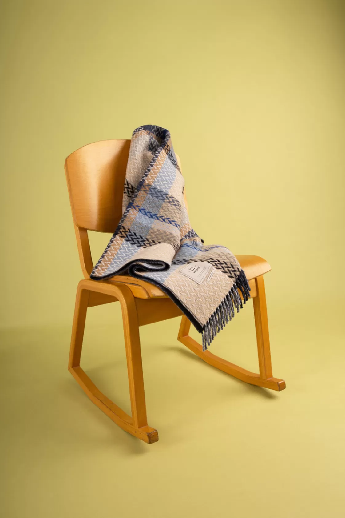 Blankets | Blankets>woolrich Jacquard Check Blanket In A Wool Blend Blue Lake