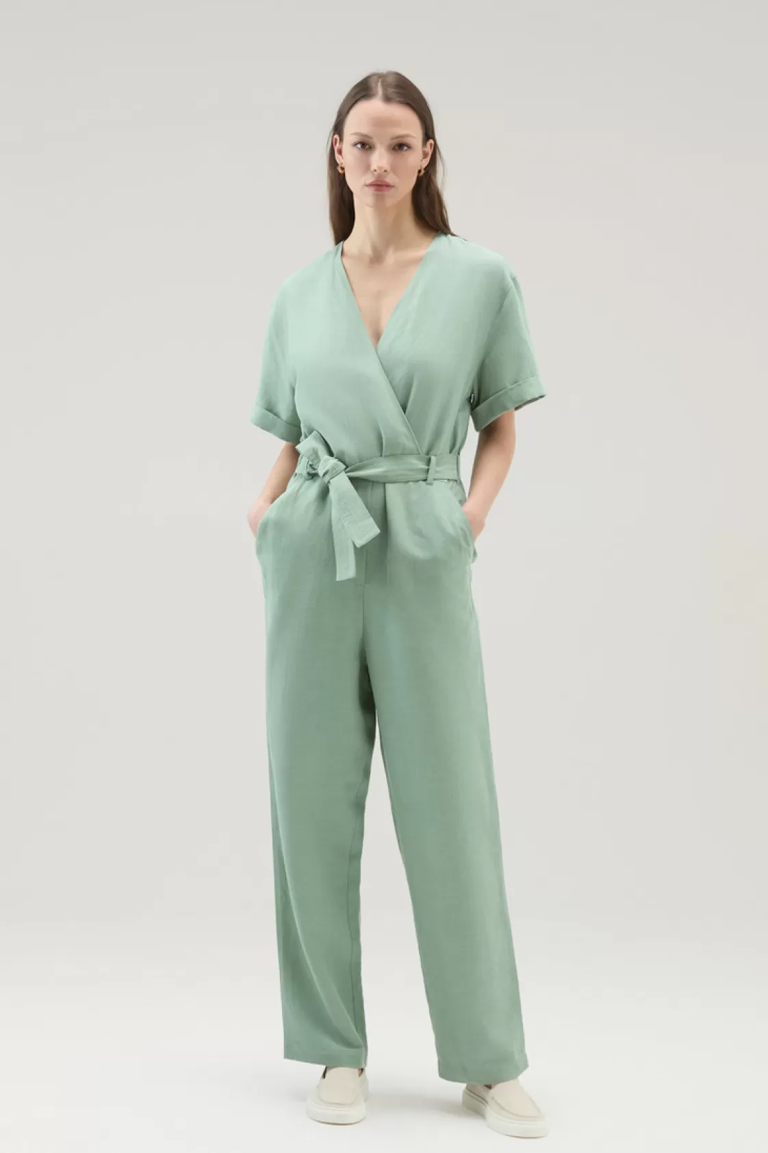 Dresses & Skirts>woolrich Jumpsuit In A Linen Blend Sage