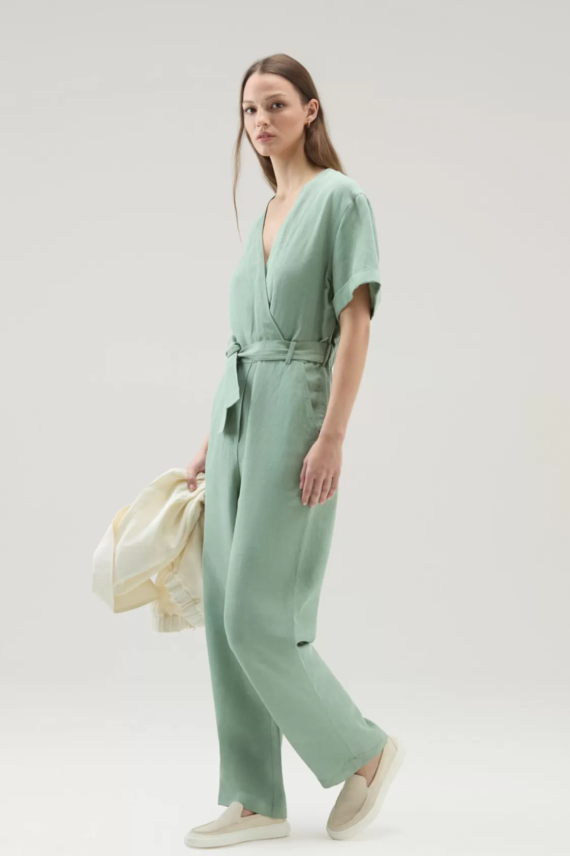 Dresses & Skirts>woolrich Jumpsuit In A Linen Blend Sage