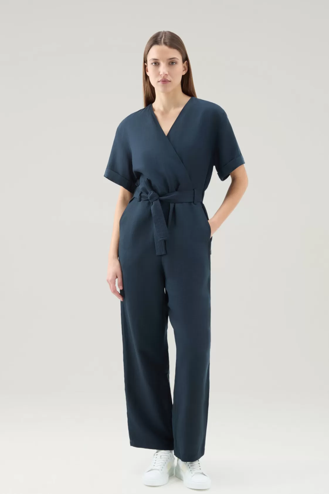 Dresses & Skirts>woolrich Jumpsuit In A Linen Blend Melton Blue