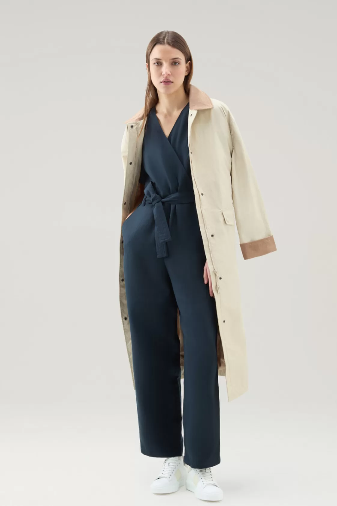 Dresses & Skirts>woolrich Jumpsuit In A Linen Blend Melton Blue