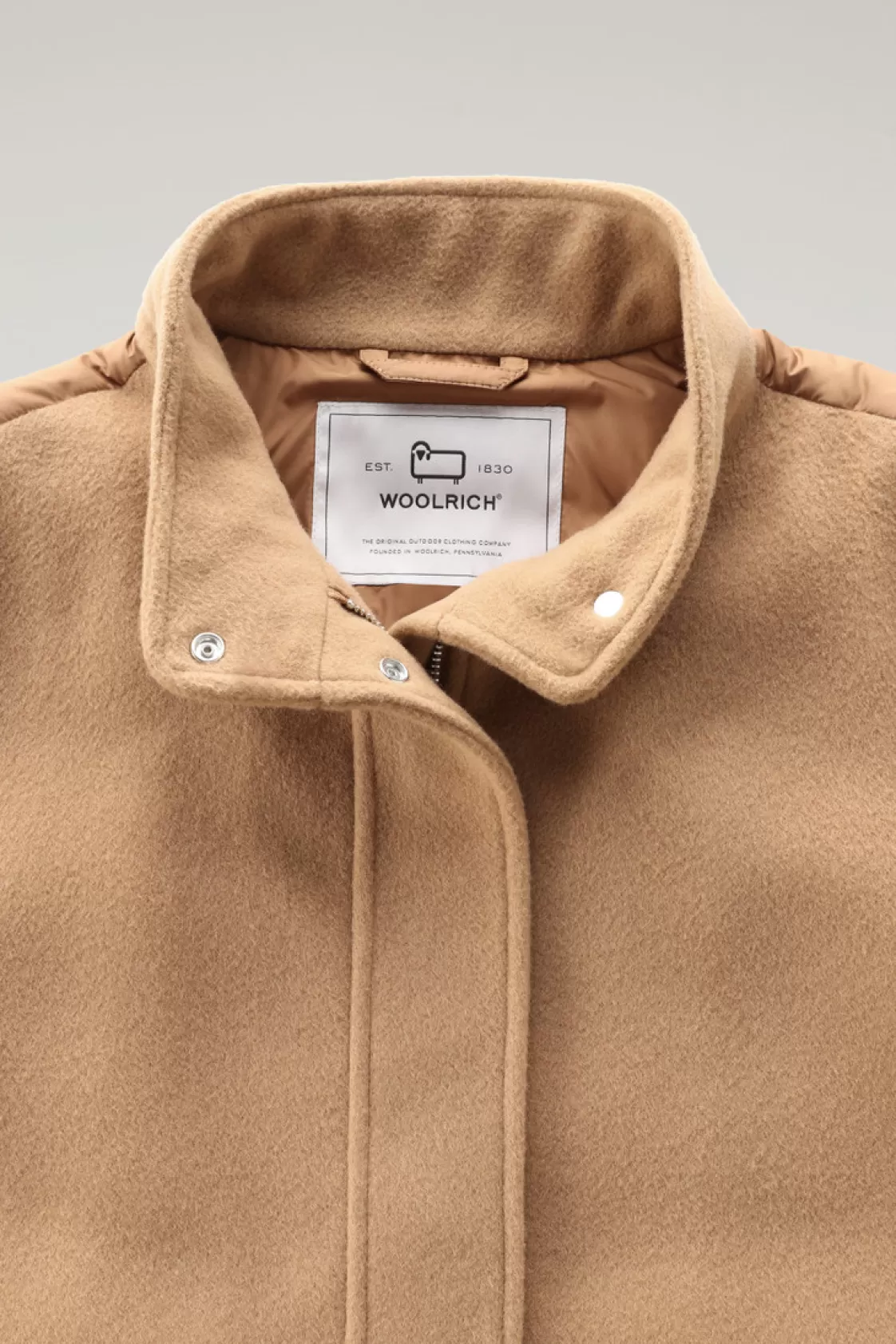 Jackets>woolrich Kuna Jacket In Wool And Cashmere Blend Dark Camel