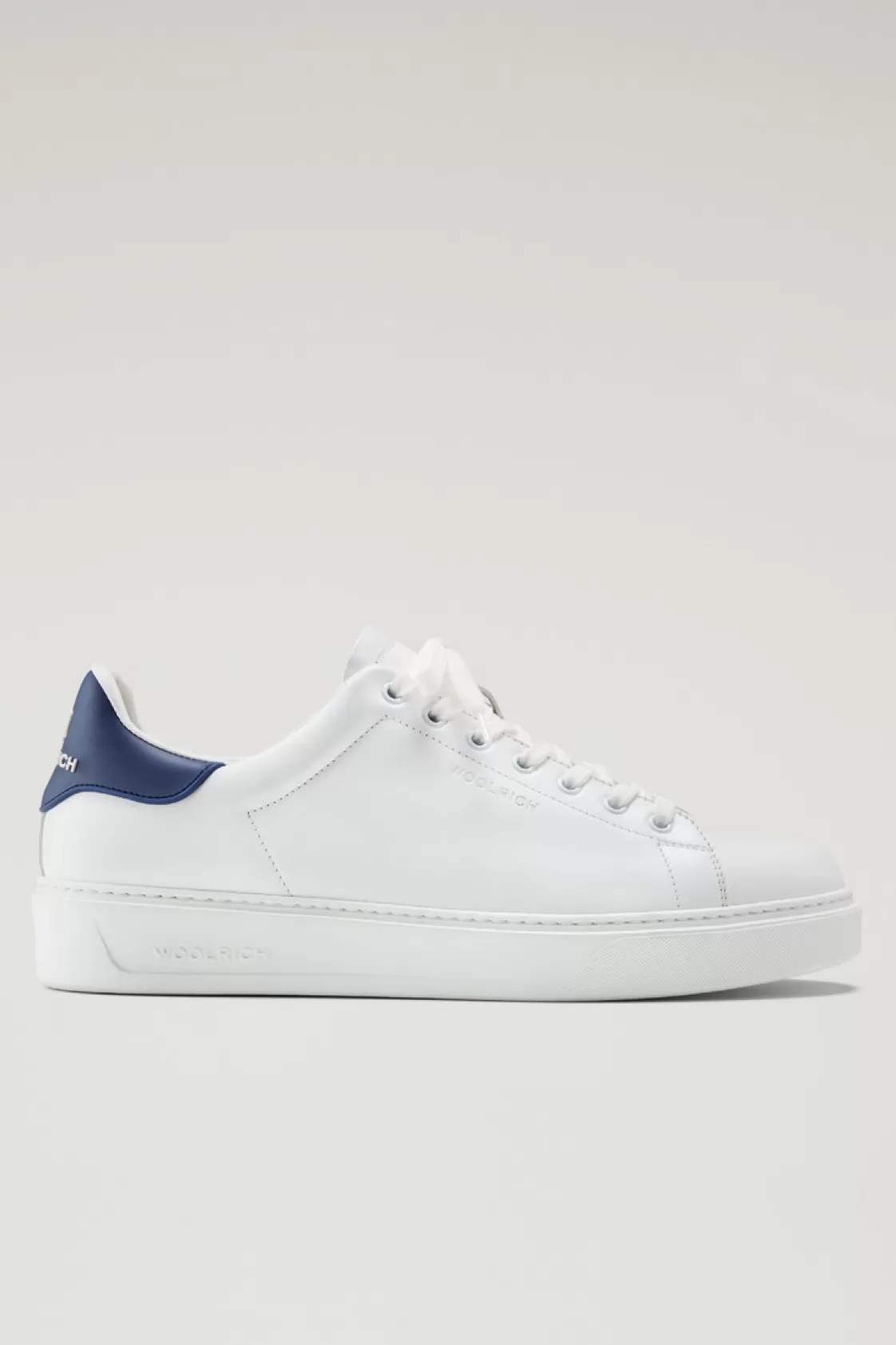 Sneakers>woolrich Leather Classic Court Sneakers With Contrasting Details White Blue