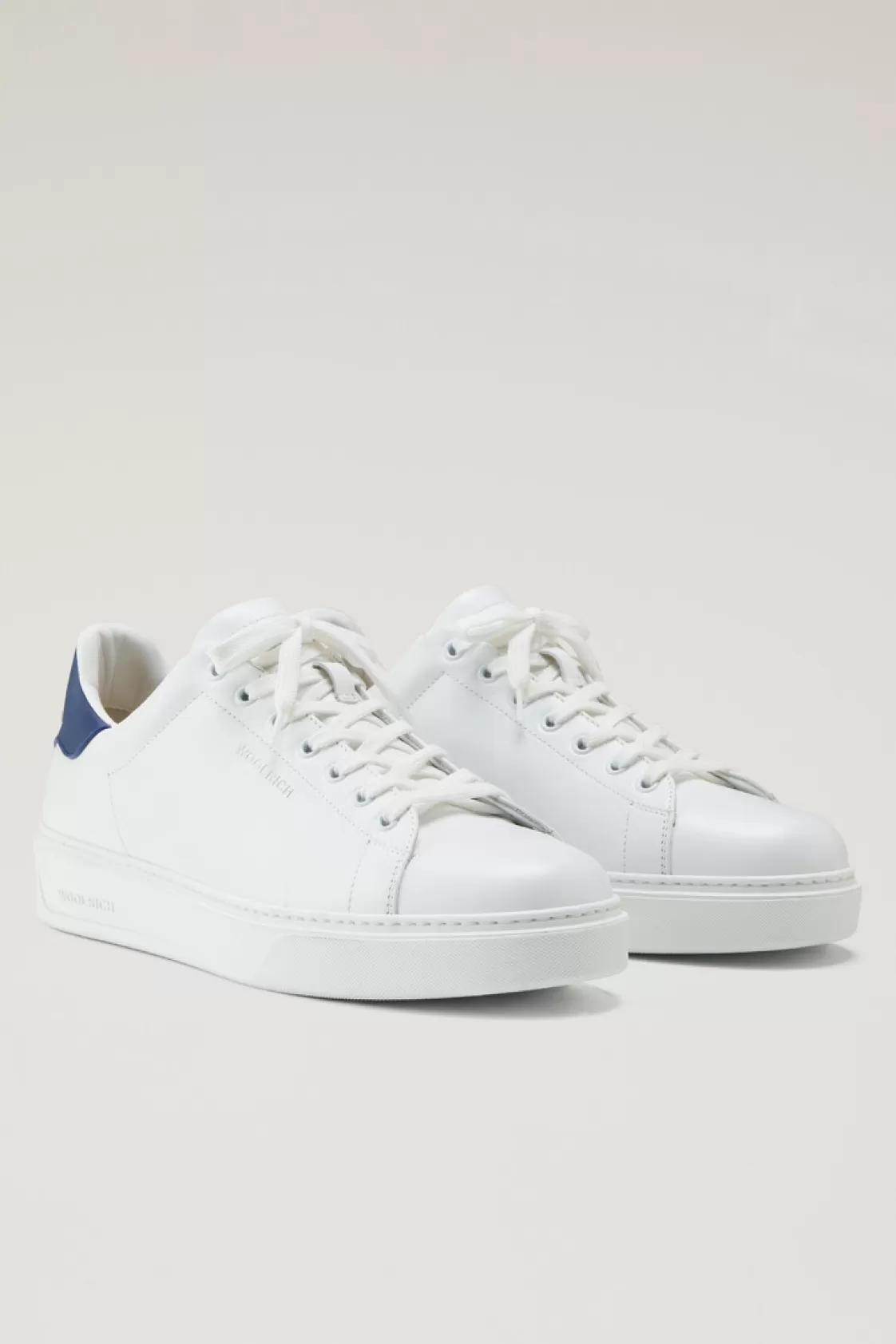 Sneakers>woolrich Leather Classic Court Sneakers With Contrasting Details White Blue