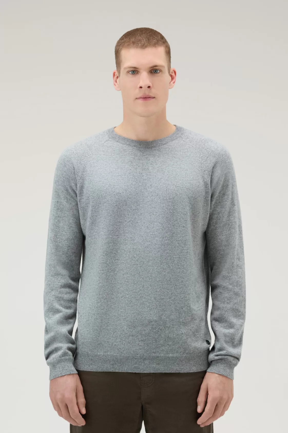 Sweaters>woolrich Luxe Crewneck Sweater In Pure Cashmere Light Grey Melange