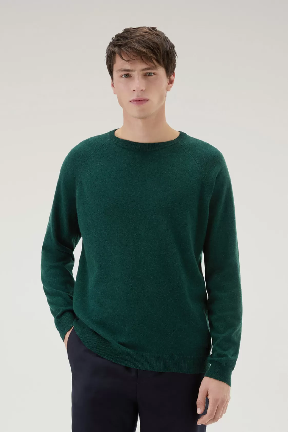 Sweaters>woolrich Luxe Crewneck Sweater In Pure Cashmere Spruce Green