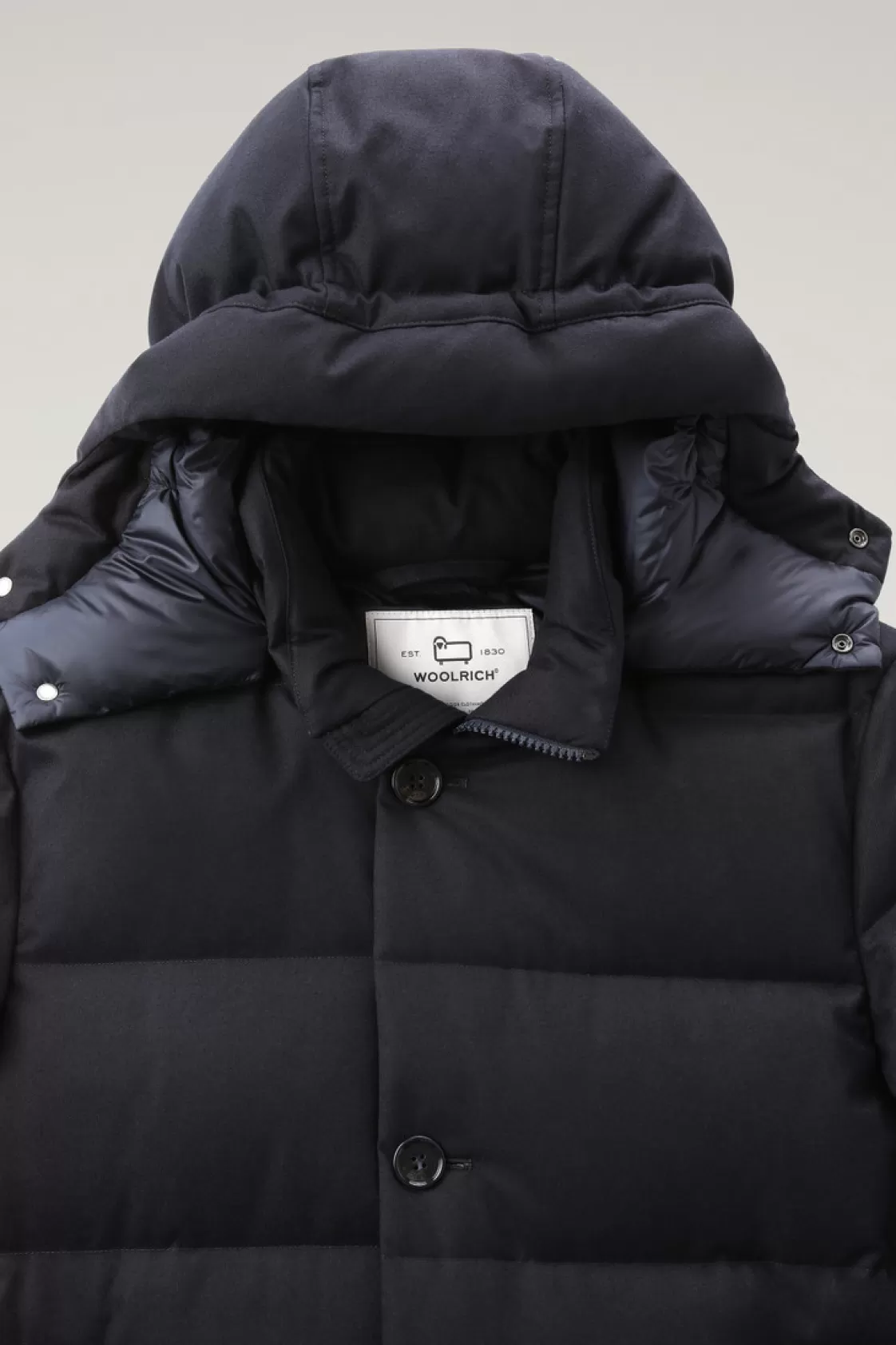 Parkas>woolrich Luxe Long Parka In Vitale Barberis Canonico Wool Melton Blue