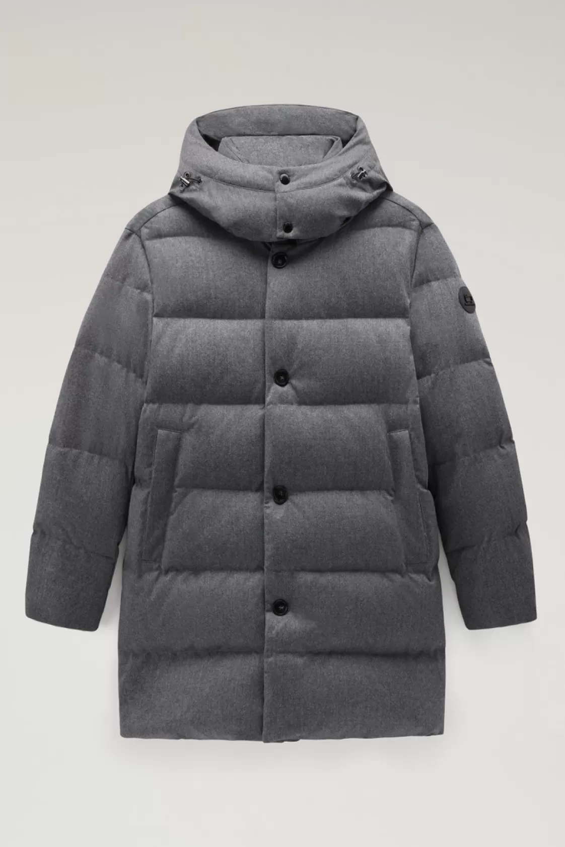 Parkas>woolrich Luxe Long Parka In Vitale Barberis Canonico Wool Medium Grey Melange