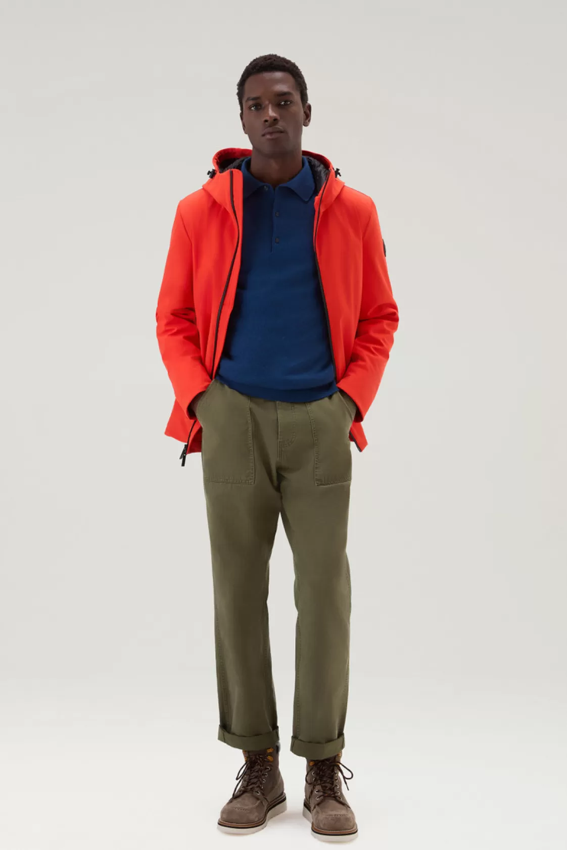 Sweaters>woolrich Luxe Polo In Pure Cashmere Blue Lobster