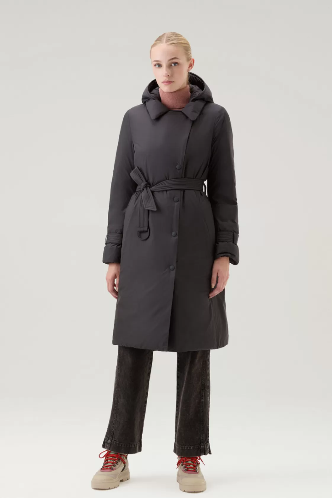 Coats>woolrich Microfiber Ellis Trench Coat With Detachable Hood Black