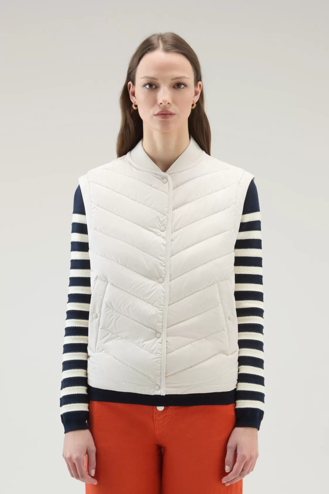 Vests>woolrich Microfiber Vest With Chevron Quilting Light Oak