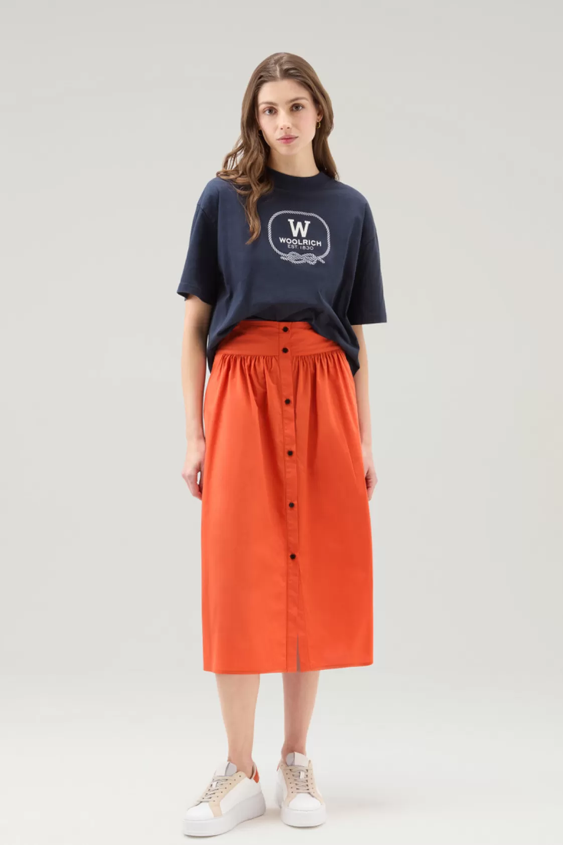 Dresses & Skirts>woolrich Midi Skirt In Pure Cotton Poplin Koi