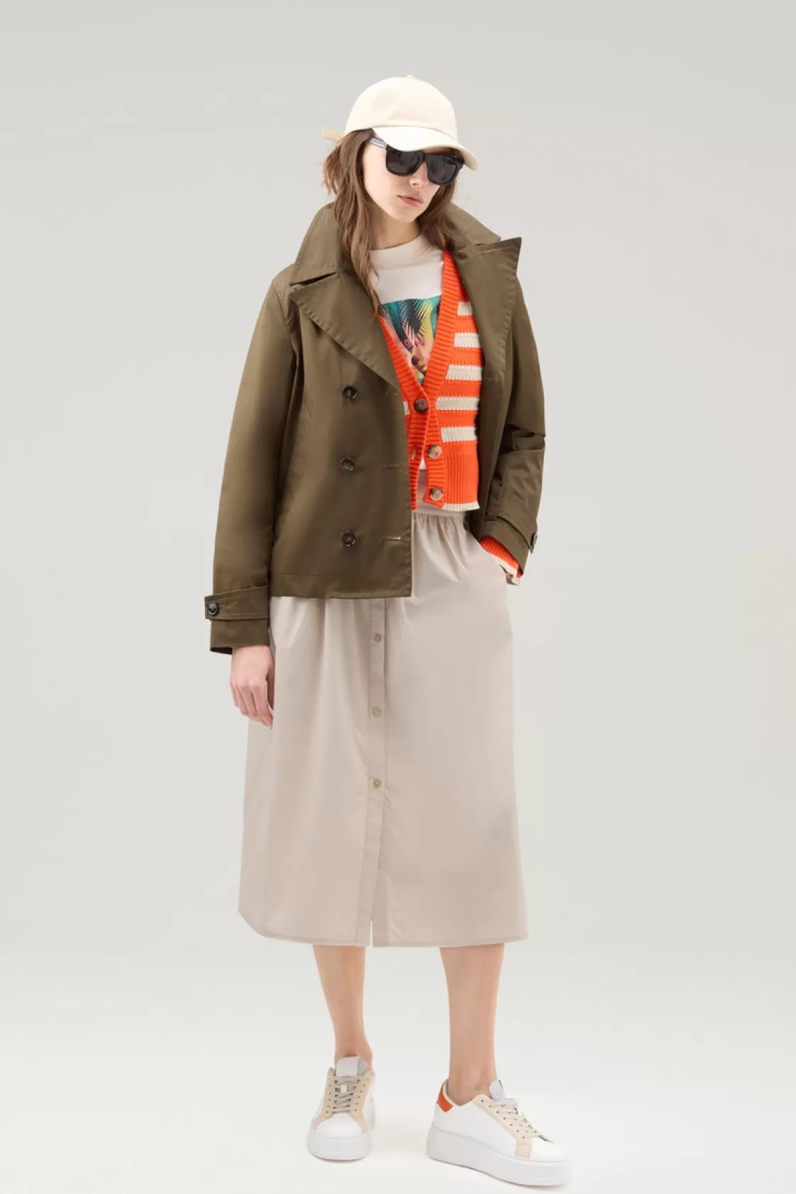 Dresses & Skirts>woolrich Midi Skirt In Pure Cotton Poplin Light Oak