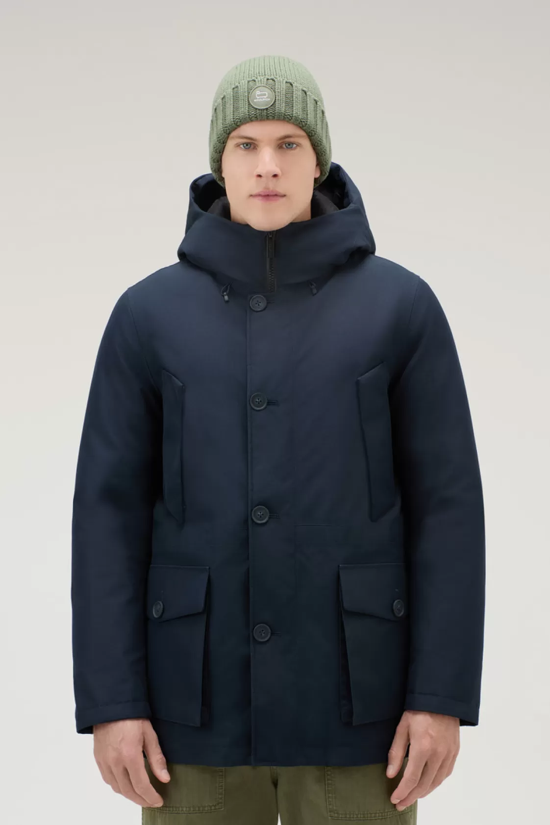 Waterproof | Jackets>woolrich Mountain GORE-TEX Waterproof Parka With Hood Melton Blue