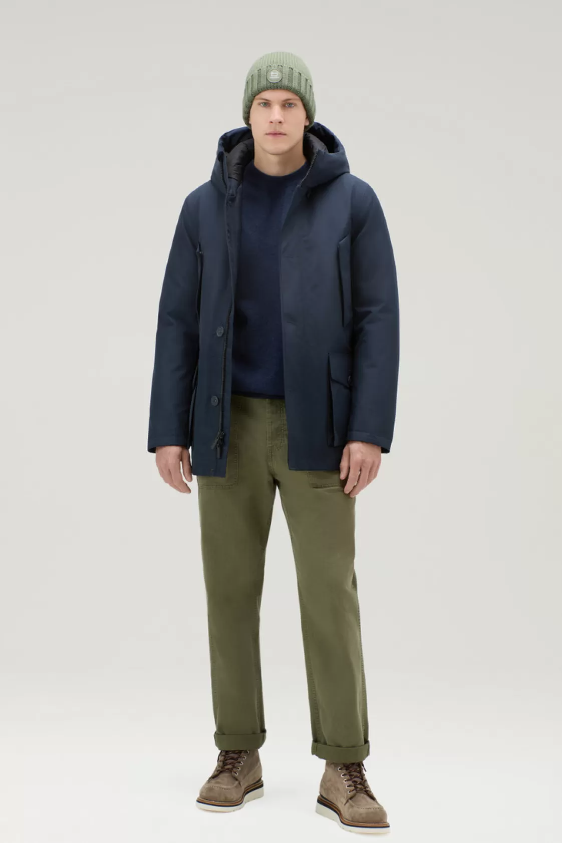 Waterproof | Jackets>woolrich Mountain GORE-TEX Waterproof Parka With Hood Melton Blue